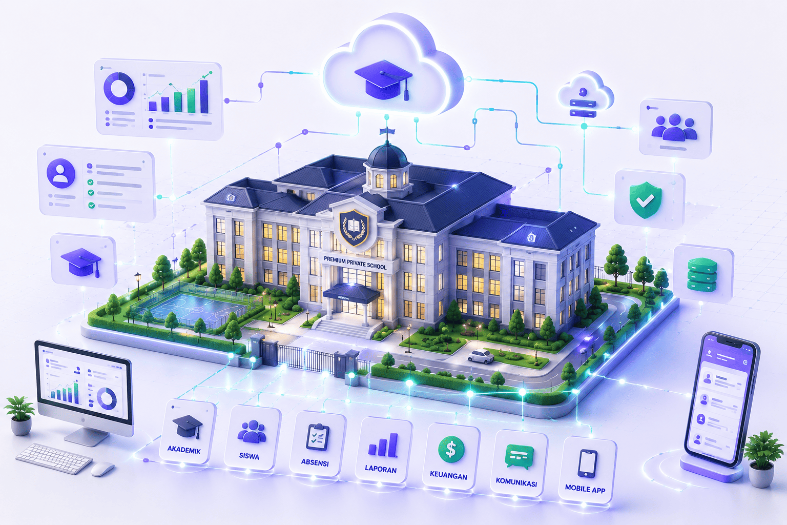 Ilustrasi Implementasi SIMS di Sekolah Swasta Modern